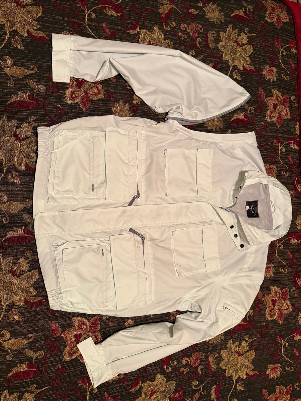 Paul & Shark White Lightweight Utility Windbreaker Jacket